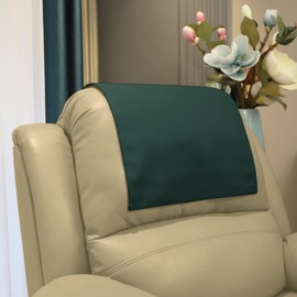 AmazeCov Premium Headrest Cover for Recliner Chair,Flame Retardant Faux Leather Headrest Protector for Furniture, Theater Seat Cover Head Protector Cover for Home & Office Sofa,16Wx27L, Dark Green