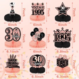 KiKiHong Pack of 9 30th Birthday Decoration, 30th Birthday Women Decoration, 30th Birthday Women, Honeycomb Centrepiece 30th Table Decoration Birthday for Birthday Party Decoration