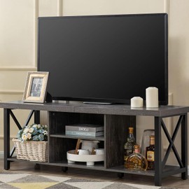 GAZHOME TV Stand for TV up to 65 Inches, TV Cabinet with Open Storage, TV Console Unit with Shelving for Living Room, Entertainment Room, Gray