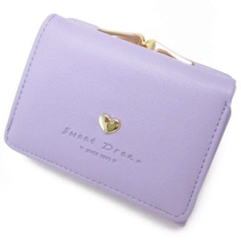 MIKA & MAYA Women's Wallet, Compact, Small, Trifold, Coin Purse, Heart, Thin, purple