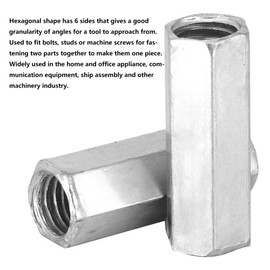 Pack of 10 Clutch Nuts Hex Long Rod Sleeve Nut Carbon Steel Standoff M8 Thread Fixings (M8 x 28)