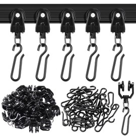 60 Pcs Shower Curtain Pack of 30 Pieces Hooks and 30 Pieces Gliders for Rails and Tracks(Black,Delicate Style)