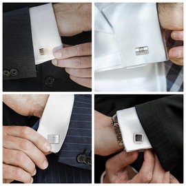Wynameleri Cufflinks Set 6 Pairs for Men, Business Formal Shirts Buttons Cuff Link Packed in Case T0206022
