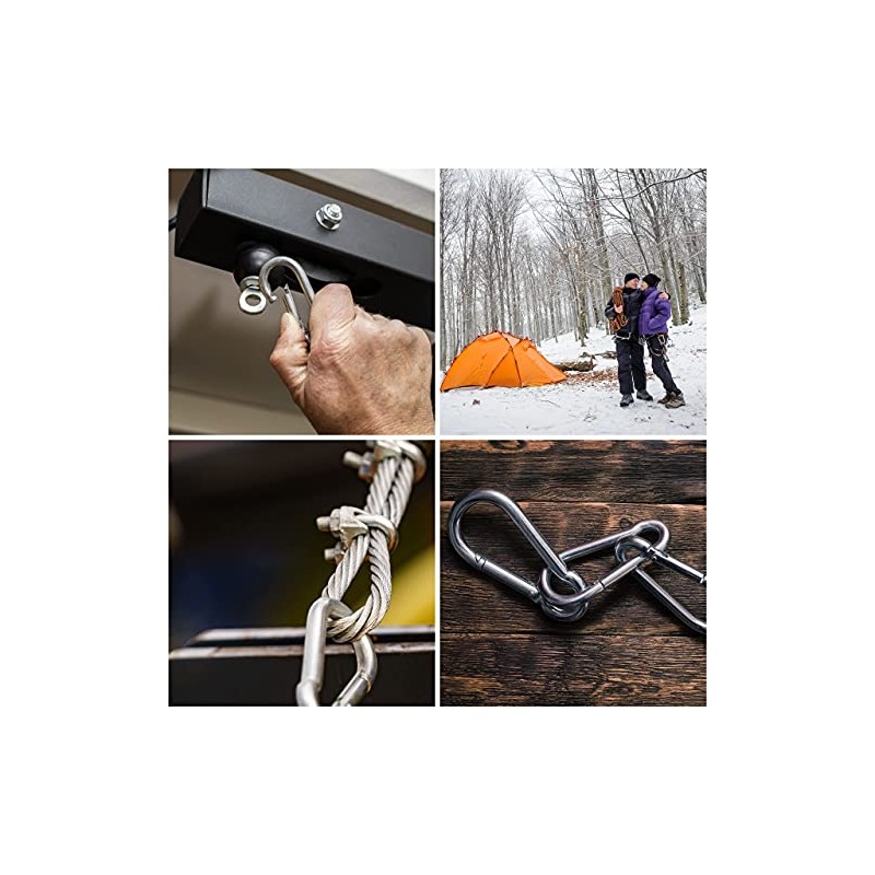 M7 x 70mm Steel Snap Hook Carabiner Clip Snap Hook