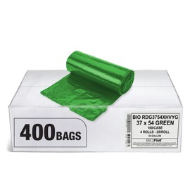 Aluf Plastics 55-60 Gallon 1.1 MIL Heavy Duty Garbage Bags With BioFlex Technology - 37" x 54" - Pack of 400 - For Industrial, Recycling, Storage, & Outdoor