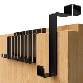 4smile Door Hooks - Set of 10 Black - Stainless Steel Door Hooks for Hanging Inside, Folding Doors Door Hooks Back - Clothes Hooks Door Inside, Door Coat Rack Inside