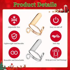 heemeei 20Pcs Wudu Nail Rings, Reusable Nail Rings with 120Pcs Adhesive Nail Tabs, Size Adjustable Detachable Nail Rings for Halal Nail, Muslim Wearing Manicure Nails(Gold, Silver)