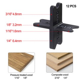 12 Pcs Deck Board Spacer Kit - 4 Thicknesses (1/16", 1/8", 3/16", 1/4") Spacers for Pressure Treated & Composite Decking
