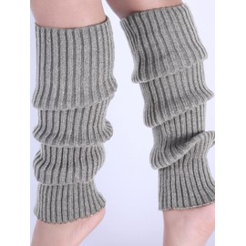 Milumia Women's 1 Pair Ribbed Knit Leg Warmers 80s Boot Long Socks Light Grey One Size