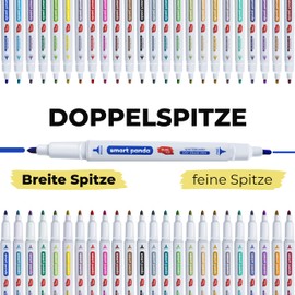 SmartPanda Whiteboard Markers - Whiteboard Pens, Foil Pen Wipe Clean - Double Tip, Medium and Fine - Wipe Clean Pens, Non Permanent Markers, Whiteboard Markers - Set of 24