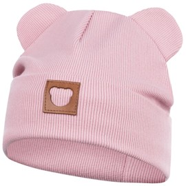 Smarilla Hat Transition Hat Boy Girl Autumn Hat Spring Hat Beanie Ears Ribbed Size 42-44 Color: Dusky Pink