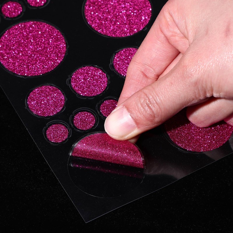 Outus 8 Sheet 632 Pieces Sparkle Rose Red Round Dot