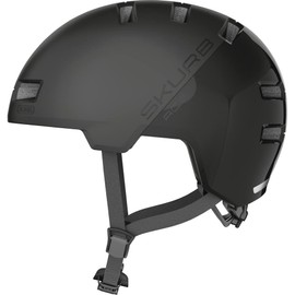 ABUS city helmet Skurb ACE - stylish bike helmet for everyday use, skating, BMX riding or longboarding - black, size S