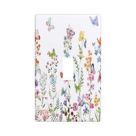 ybclf Wild Floral Butterfly 1 Gang Single Toggle Electrical Outlet Cover Decorative Flower Light Switch Plates Wall Plate Covers Faceplate Switchplate Socket for Livingroom Bedroom Kitchen