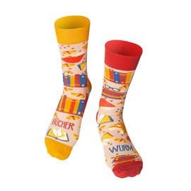 Happy Words Funny Socks Men and Women – Gifts for Women and Men – Cotton Socks Size 35-40/41-46 – High-Quality Men's Socks Women and Men – Good Mood Socks Colourful – Colourful Socks, BOOKWORM