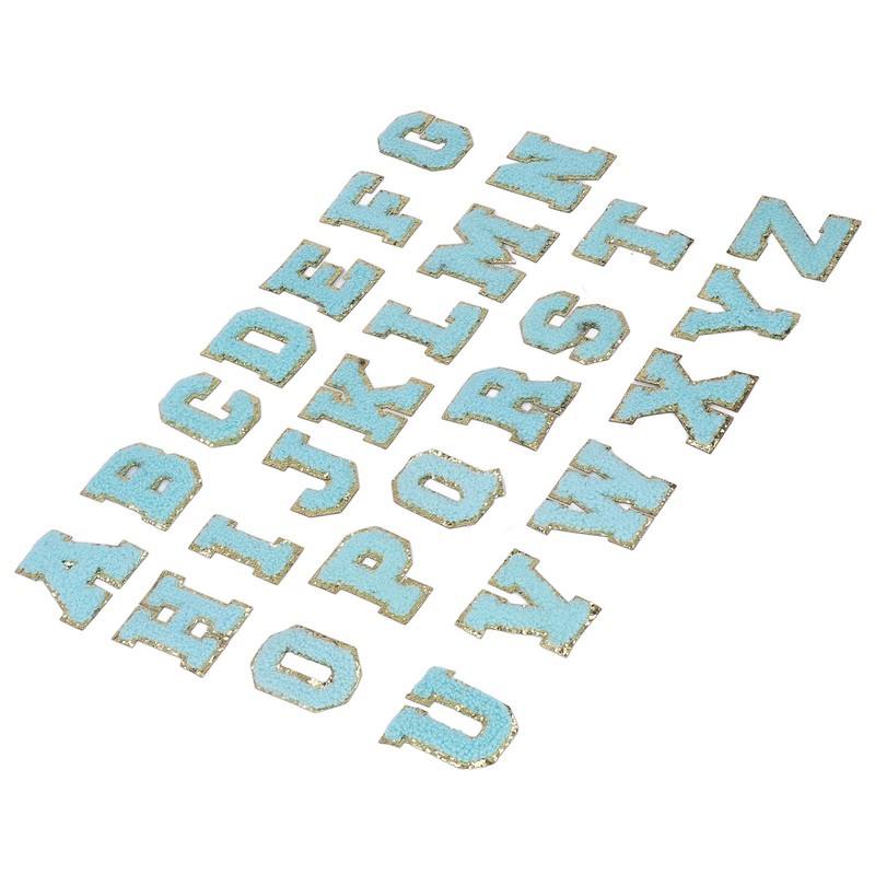 26 Pcs Iron On Letters A to Z Blue Letters