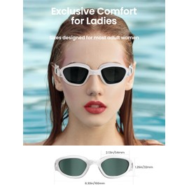 COPOZZ Women's Swim Goggles, Swimming Goggles Anti-fog No Leaking UV Protection for Adult Women - Azure Lens + White Frame