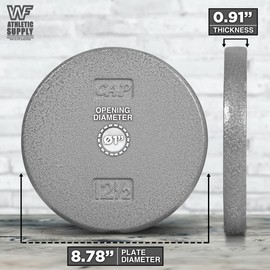 CAPHAUS Grey Standard Solid Cast Iron Weight Plates 1-inch Center Hole for Standard Barbell & Dumbbell Handles Size available in 1.25/2.5/5/7.5/10/12.5/25 & 50 LB Multiple Options