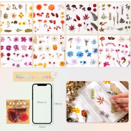 NOGAMOGA Small Botanical Stickers, 320 PCS Flower Decals Scrapbooking Supplies, Great for Journaling, Card Making, Resin Art