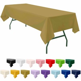 PartiPallete 3-Pack Premium Plastic Gold Tablecloth Disposable 54" x 108" Rectangle Table Cover Party PEVA Golden Table Cloths for Fall Parties Harvest Graduations Anniversary Thanksgivings Events
