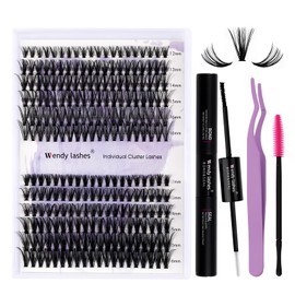 Individual Lashes Kit Cluster Lashes D Curl 0.07mm DIY Lash Extensions Kit 30D/40D Mixed 12-16mm Wide Stem Individual Eyelash Clusters Kit at Home(30D/40D-D-Cluster Eyelash Extensions Kit)
