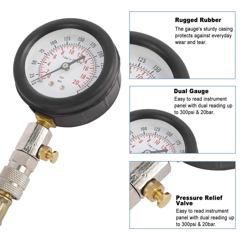 BOOMSTART Compression Tester Compression Tester Set Compression Gauge Car Motorcycle