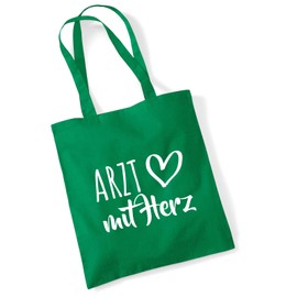huuraa Jute Bag Doctor with Heart Bag Cotton 10 Litres with Motif for the Greatest People Gift Idea for Friends and Family, Green (Kelly green)