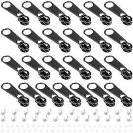 25Pcs Black Zipper Repair Kit Zippers Replacement 3# Zipper Pull Rescue Kit for Clothing Jackets Purses Luggage Backpacks