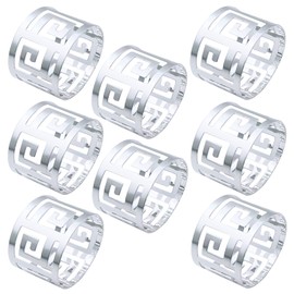 Napkin Rings Holder, 8 Pieces Silver Metal Dining Table Setting Napkin Rings Buckle for Elegant Banquet Dinner