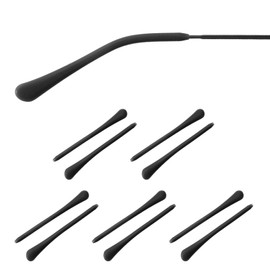 PATIKIL 5 Pairs Eye Glass Replacement Temples, Silicone Anti-Slip Eyeglass End Tips Glasses Retainers Fits 0.9-1.2mm for Round Thin Metal Eyeglass Sunglasses Temple, Black