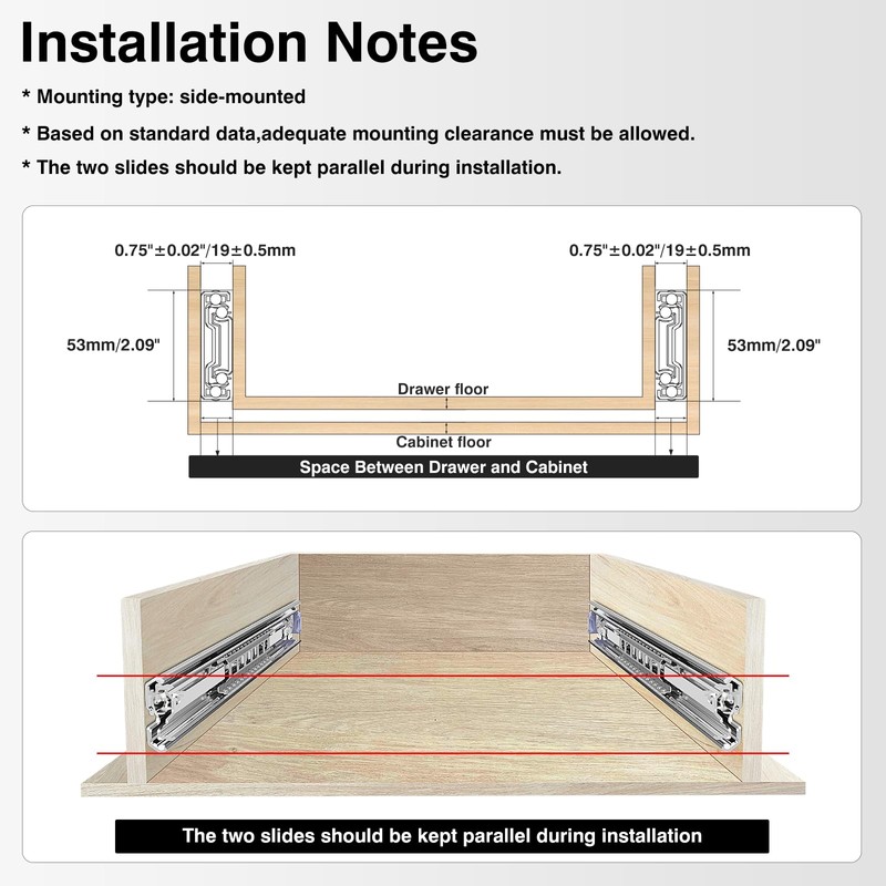 BAIDICE 1 Pair Heavy Duty Drawer Slides with Lock 18