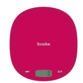 Terraillon Kitchen Scales, Tare, Liquid Conversions, Integrated Handle, Range 3 kg, Macaroon One Yuzu, Yellow Pink Fuschia