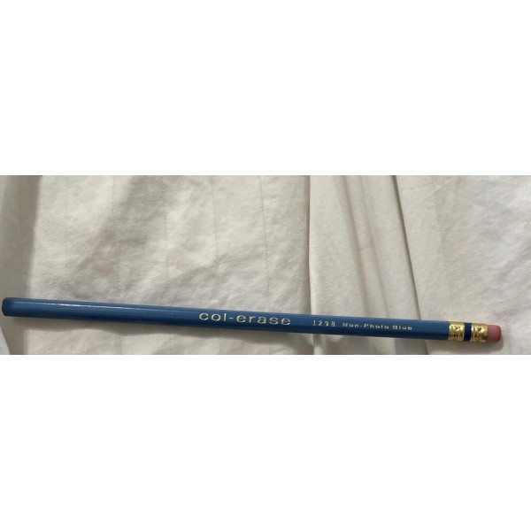 Prismacolor Pencil w/Eraser, 2002Non-Photo Blue 1298 Lead/Barrel, eraser streaks