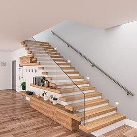 ROTHLEY Stair Wall Mount Handrail: Industrial Stainless Steel Pipe Hand Railing for Stairs Indoor, Outdoor Use,11.8FT Vintage Staircase Handrails (1.6" Diameter, Antique Brass)