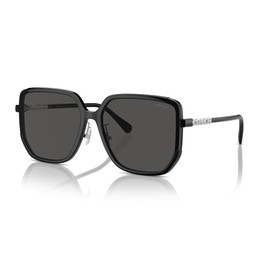 COACH Women's HC8401D Square Sunglasses, Black/Grey Solid, 64 mm