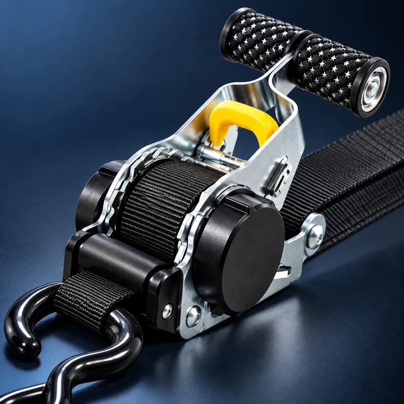 Retractable Ratchet Tie-Down Straps for Motorcycle and Cargo Securing –