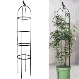 6ft Garden Obelisk Trellis for Climbing Plants-Rustproof Metal Pipe with Heavy Duty Plastic Coated, Garden Outdoor Indoor Potted Plant Support for Clematis Vine Jasmine Support （Black）