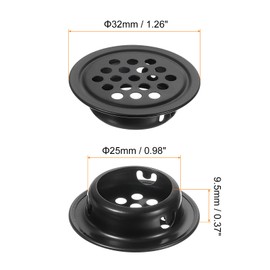 sourcing map 40Pcs Circular Air Vents, 25mm Stainless Steel Mesh Hole Round Soffit Vents for Shoe Cabinet, TV Cabinet, Wardrobe Black