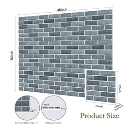 12Pack Acoustic Panels, Self-Adhesive 3D Brick Pattern Sound Proof Panels for Walls, Decorative Sound Dampening Wall Panels for Recording Studios, Offices, Home, 12"×12"×0.4", Lime Black