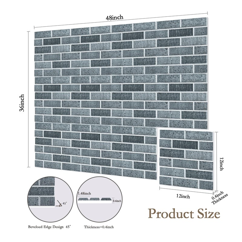 12Pack Acoustic Panels, Self-Adhesive 3D Brick Pattern Sound Proof Panels