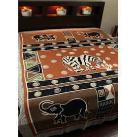 India Arts African Animal Print Tablecloth Rectangle 70x106 Tapestry Wall Hanging Cotton Animal Print Bed Sheets Full Lightweight Bedspread Rust Gold