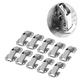 Haofy Pack of 10 Concealed Screw-On Hinges with Spring Opening Angle 90° for Furniture, Cupboard Door, Kitchen Cabinet, Wardrobe, Corner Stop, Inner Stop Door