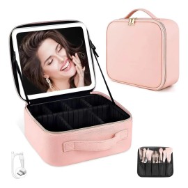 Estuche De Maquillaje Maletin Con Espejo Y Luz Led 3 Modos