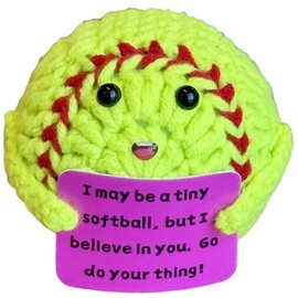 Softball Gifts Funny Positive Crochet Softball Gag Gift Emotional Support Gifts for Men Women Softball Sports Lovers Coworkers Friends Birthday Christmas Stocking Stuffers White Elephant Gifts