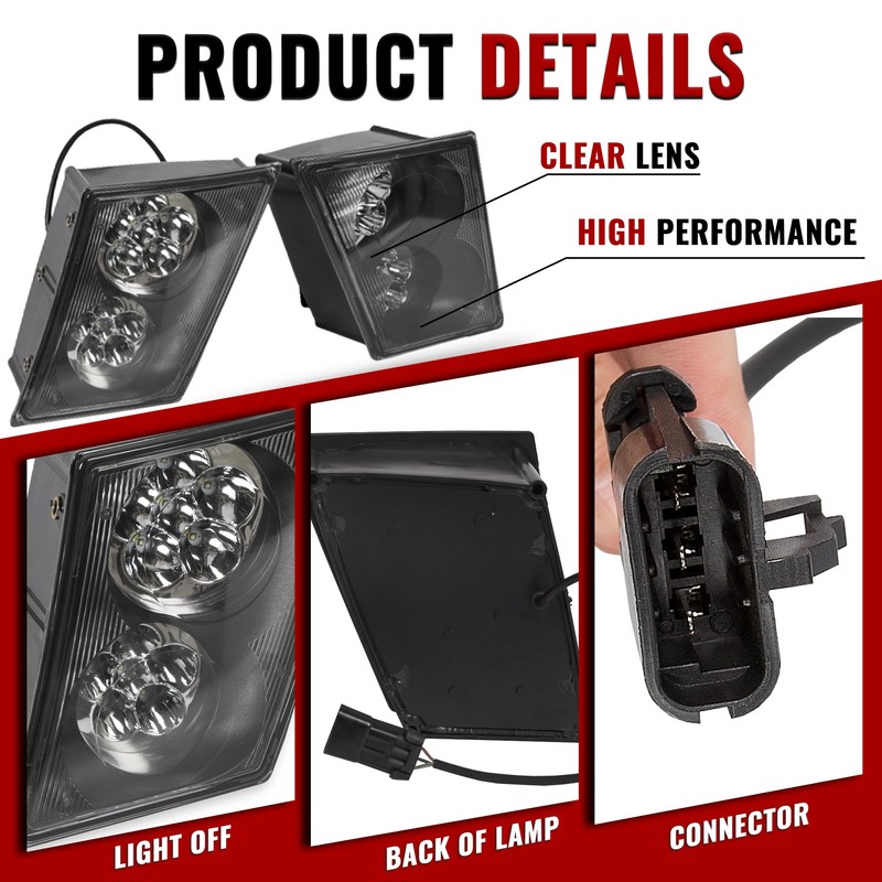 HECASA LED Fog Lights Pair Compatible with 2003-2017 Volvo VNL/VN