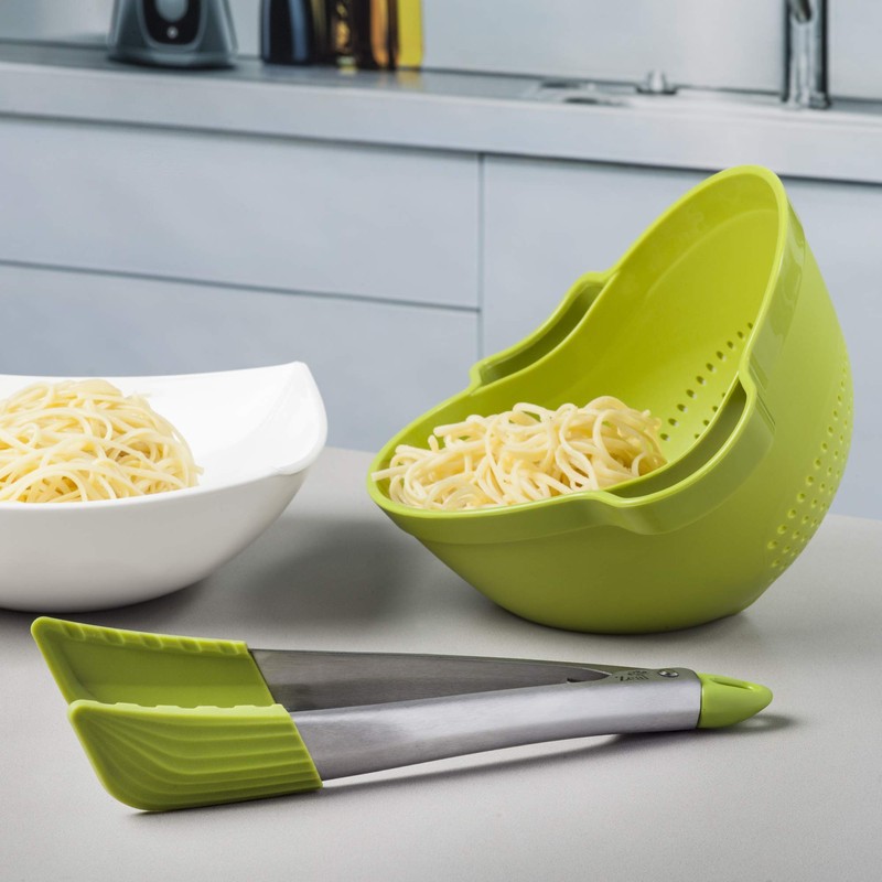Zeal Drain & Serve Colander with Kitchen Tongs Set -
