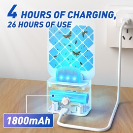 Fruit Fly Traps for Indoors, 4 Traps+20 Sticky Refills, Bug Gnat Traps Zappers for House, Mosquito Zapper for Pantry Moth, Safer Home Bug Light Catcher, Plug in Gnat Killer Indoor