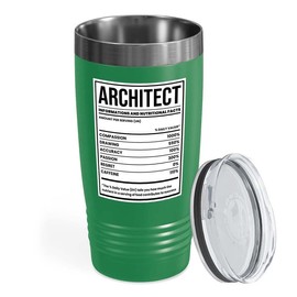 Architect Green Edition Viking Tumbler 20oz - Architect Information Nutri Fact - Interior Designer Architectur Contractor Drafter Civil Engineering Student Teacher Home Living Family