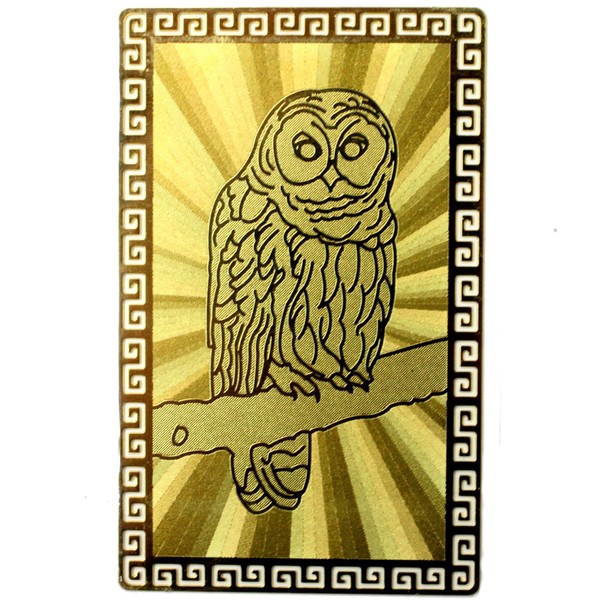 happi-bomu Happy bomb Owl Protection Golden Large Good Luck Card