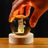 LOULIQIGIFT 2.3in Crystal Ball 3D Glass Engraved Cat Decorative Night